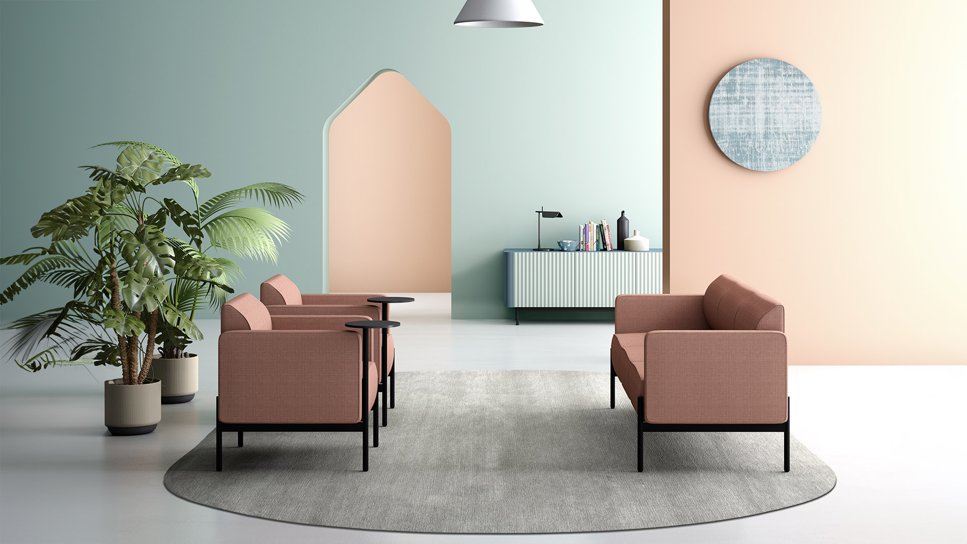 Sillon y sofa de espera con mesa incorporada LIA