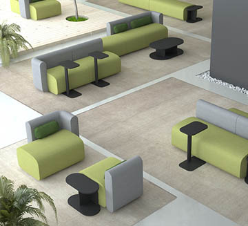 sillones de sala de espera y mobiliario de entrada, vestibulo y atrio